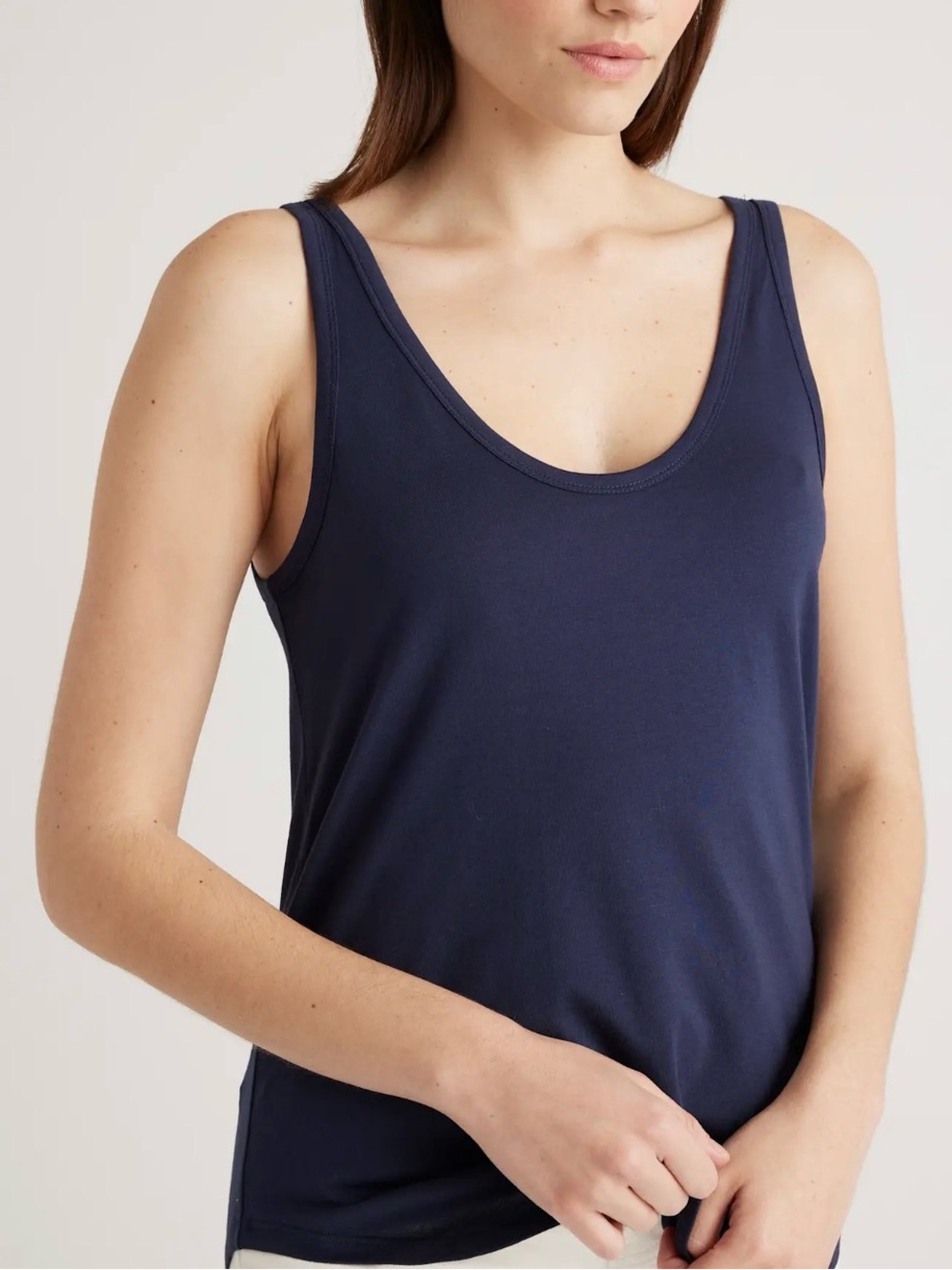 Quince Navy Blue Scoop Neck Tank Top